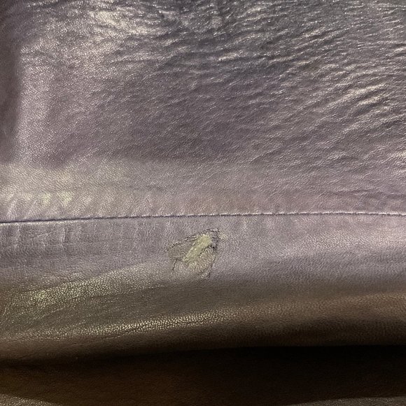 Vintage Blue Leather Pants Womens Pleated Front Side Pockets Cuffed Hem Sz Small - Picture 5 of 5